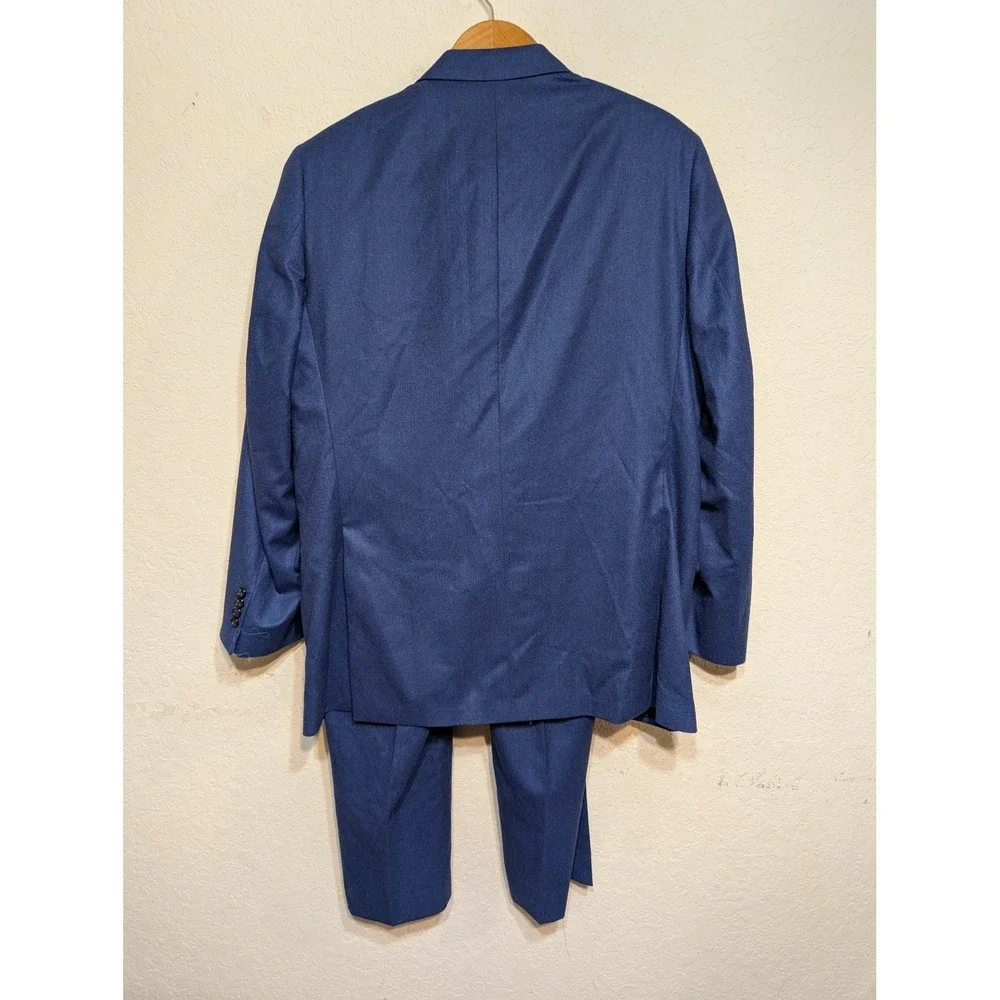 Ben Silver Charleston 46L Mid-Blue Mélange Flannel Suit Vitale Barberis Canonico